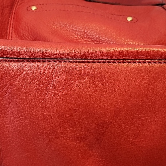 B MAKOWSKY Plushy Soft Red Leather Shoulder Bag with Gold Hardware Bottom Studs - Picture 15 of 16